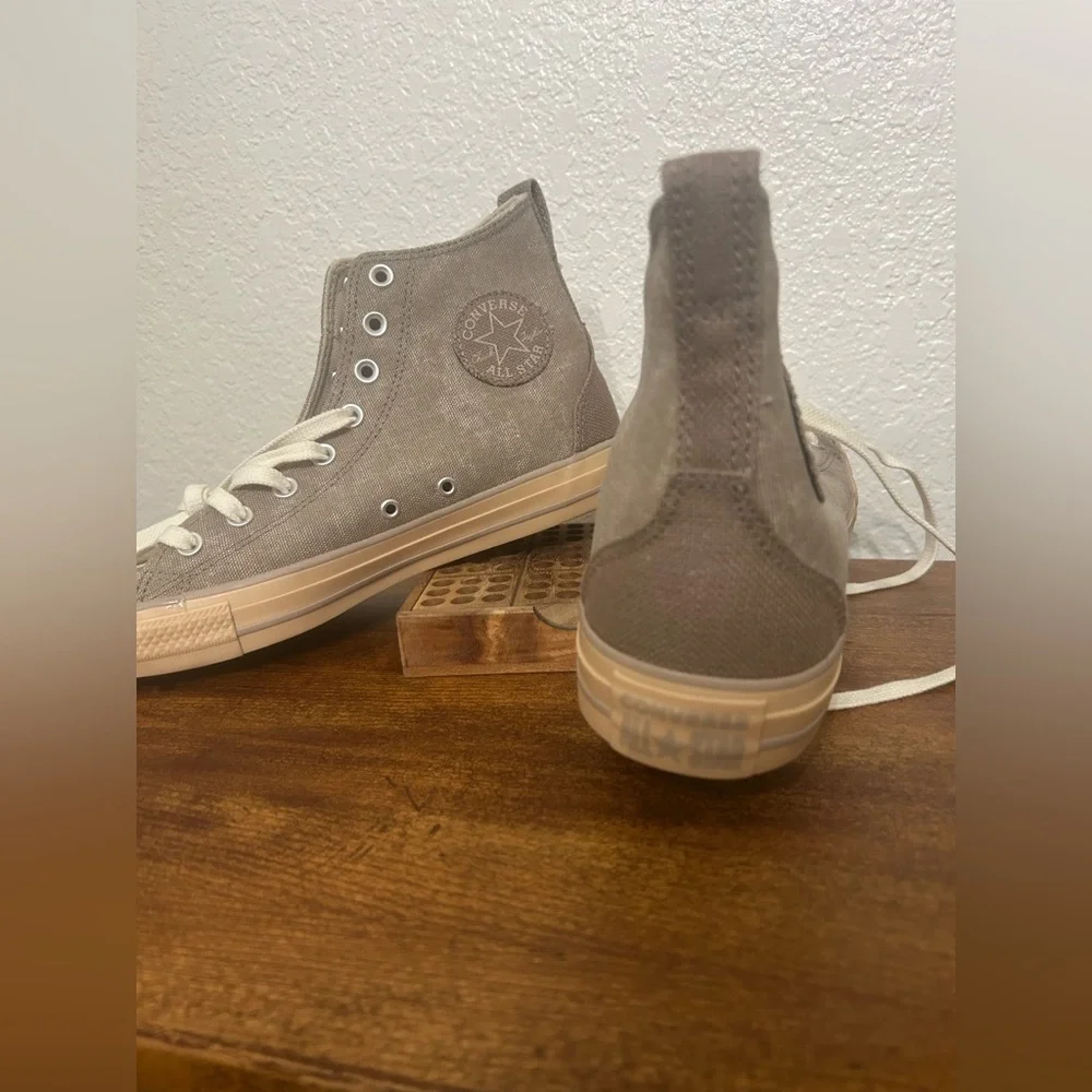 Converse High-Top Sneakers in Tan and Cream - Picture 3 of 3